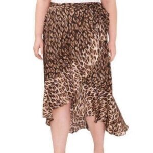 NWOT Vince Camuto High Low Faux Wrap Midi Leopard Print Women's Size 1X …